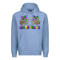 Colony Blue mardi gras skeleton hands Premium Hoodie - CowGirlArtShop