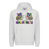 Dove Grey mardi gras skeleton hands Premium Hoodie - CowGirlArtShop