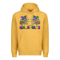 Mustard mardi gras skeleton hands Premium Hoodie - CowGirlArtShop