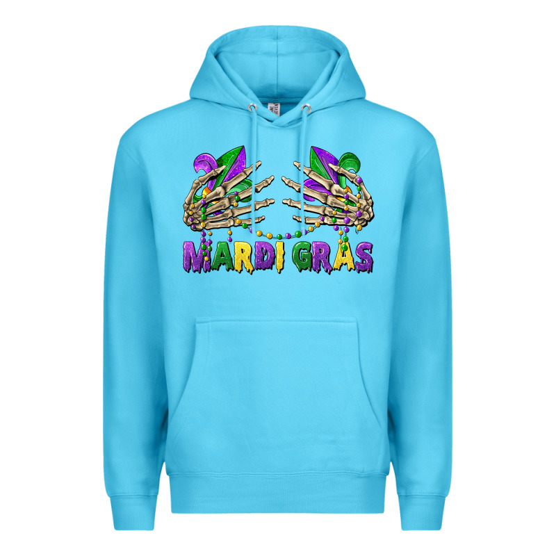 Mardi Gras Skeleton Hands Premium Hoodie by CowGirlArtShop | Teevron