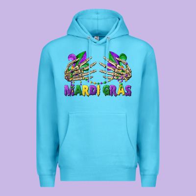 Mardi Gras Skeleton Hands Premium Hoodie Designed By Cowgirlartshop