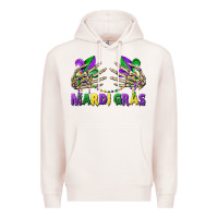 Pale Pink mardi gras skeleton hands Premium Hoodie - CowGirlArtShop