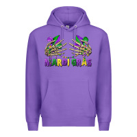Purple mardi gras skeleton hands Premium Hoodie - CowGirlArtShop
