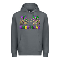 Rock mardi gras skeleton hands Premium Hoodie - CowGirlArtShop