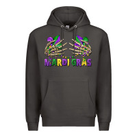 Smoke mardi gras skeleton hands Premium Hoodie - CowGirlArtShop