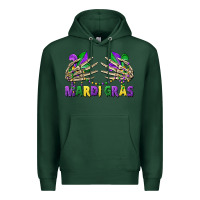 Sports Green mardi gras skeleton hands Premium Hoodie - CowGirlArtShop