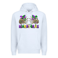 White mardi gras skeleton hands Premium Hoodie - CowGirlArtShop