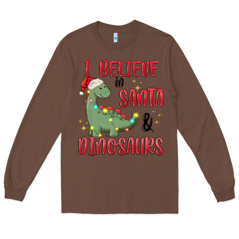 I Believe In Santa & Dinosaurs Long Sleeve Tee by MaliasSmallBusiness | Teevron