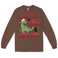Chestnut i believe in santa & dinosaurs Long Sleeve Tee - MaliasSmallBusiness