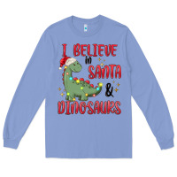 Colony Blue i believe in santa & dinosaurs Long Sleeve Tee - MaliasSmallBusiness