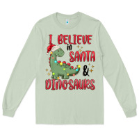Matcha i believe in santa & dinosaurs Long Sleeve Tee - MaliasSmallBusiness