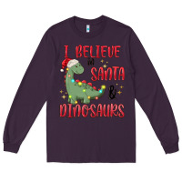 Plum i believe in santa & dinosaurs Long Sleeve Tee - MaliasSmallBusiness