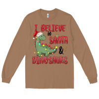 Toasted Coconut i believe in santa & dinosaurs Long Sleeve Tee - MaliasSmallBusiness