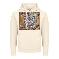 Vintage Artic Easter bunny with floral wreath and leopard Vintage Hoodie - RanaPortraitStore