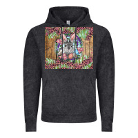 Vintage Black Easter bunny with floral wreath and leopard Vintage Hoodie - RanaPortraitStore