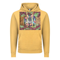 Vintage Mustard Easter bunny with floral wreath and leopard Vintage Hoodie - RanaPortraitStore