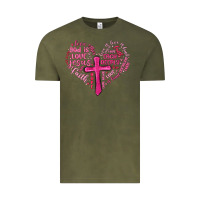 Vintage Olive jesus is love heart cross valentines day Vintage Tee - MaliasSmallBusiness