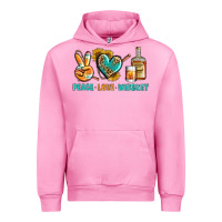 Fuchsia Pink Peace Love Whiskey Urban Hoodie - BundleAndBundleShop