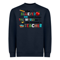 Navy she believed she could change the world so she bec Heavyweight Sweatshirt - NancyCooperArtShop