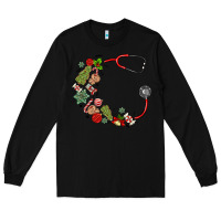 Black custom name christmas stethoscope Long Sleeve Tee - MaliasSmallBusiness