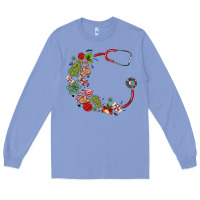 Colony Blue custom name christmas stethoscope Long Sleeve Tee - MaliasSmallBusiness