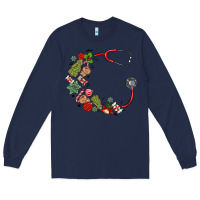 Navy custom name christmas stethoscope Long Sleeve Tee - MaliasSmallBusiness