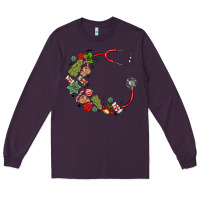 Plum custom name christmas stethoscope Long Sleeve Tee - MaliasSmallBusiness