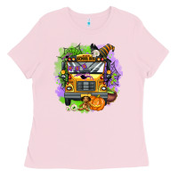 Bubblegum Pink halloween school bus Ladies Tee - AdoDesignShop