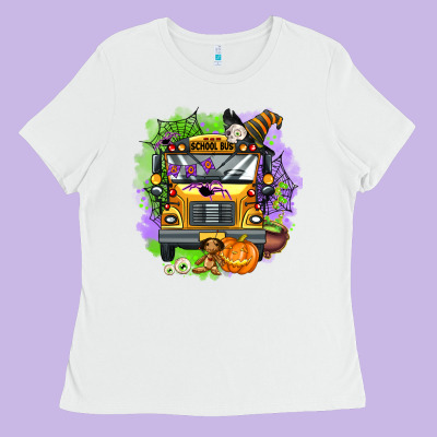 Halloween School Bus Ladies Tee Designed By Adodesignshop
