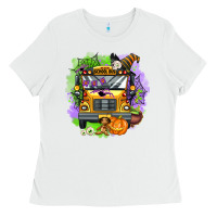 White halloween school bus Ladies Tee - AdoDesignShop
