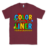 Burgundy color outside the liner autism awareness Classic Tee - JahusDesignShop