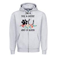 Heather Grey I'm A Dog & Horse Kind Of Queen Pet Lover Owner Zipper Hoodie - Bettercallsaul