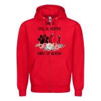 Red I'm A Dog & Horse Kind Of Queen Pet Lover Owner Zipper Hoodie - Bettercallsaul