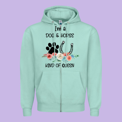 I'm A Dog & Horse Kind Of Queen Pet Lover Owner Zipper Hoodie Designed By Bettercallsaul