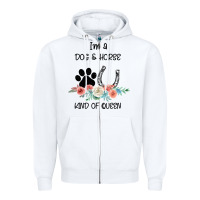 White I'm A Dog & Horse Kind Of Queen Pet Lover Owner Zipper Hoodie - Bettercallsaul
