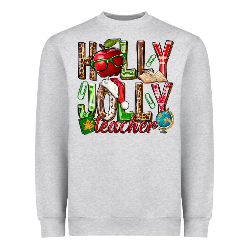 Holly Jolly Teacher Heavyweight Sweatshirt by NancyCooperArtShop | Teevron