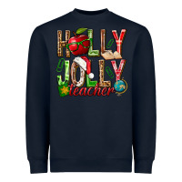 Navy holly jolly teacher Heavyweight Sweatshirt - NancyCooperArtShop