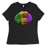 Black mardi gras kiss Ladies Tee - RanaPortraitStore