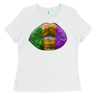 White mardi gras kiss Ladies Tee - RanaPortraitStore