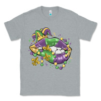 Heather Grey mardi gras lips Classic Tee - MaliasSmallBusiness
