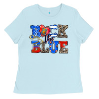 Baby Blue back the blue Ladies Tee - AdoDesignShop