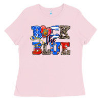 Bubblegum Pink back the blue Ladies Tee - AdoDesignShop