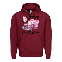 Burgundy Leopard Floral Pink Car Jesus Take The Wheel Zipper Hoodie - Bettercallsaul