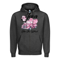 Charcoal Heather Leopard Floral Pink Car Jesus Take The Wheel Zipper Hoodie - Bettercallsaul