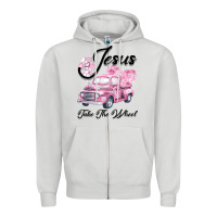 Dove Grey Leopard Floral Pink Car Jesus Take The Wheel Zipper Hoodie - Bettercallsaul
