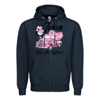Navy Leopard Floral Pink Car Jesus Take The Wheel Zipper Hoodie - Bettercallsaul
