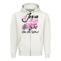 Leopard Floral Pink Car Jesus Take The Wheel Zipper Hoodie | Teevron