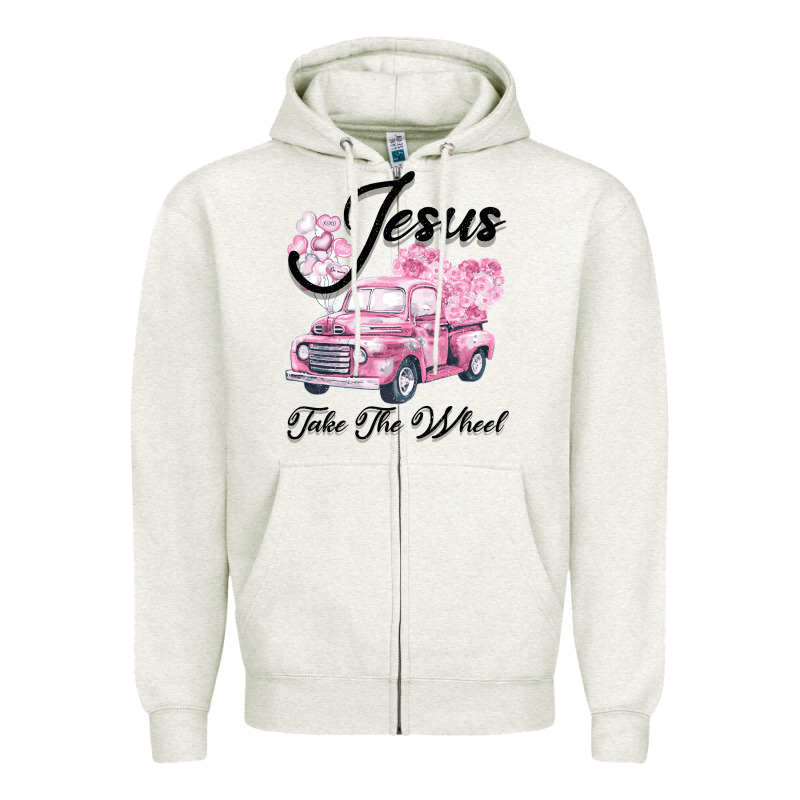 Leopard Floral Pink Car Jesus Take The Wheel Zipper Hoodie by Bettercallsaul | Teevron