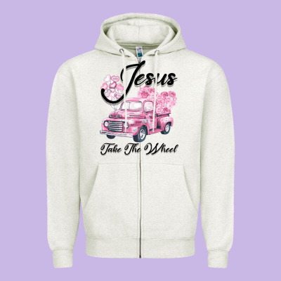 Leopard Floral Pink Car Jesus Take The Wheel Zipper Hoodie Designed By Bettercallsaul