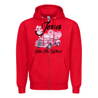 Red Leopard Floral Pink Car Jesus Take The Wheel Zipper Hoodie - Bettercallsaul